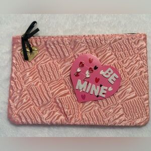 Valentines Theme Earrings Lock and Key Set & Pink Makeup Bag